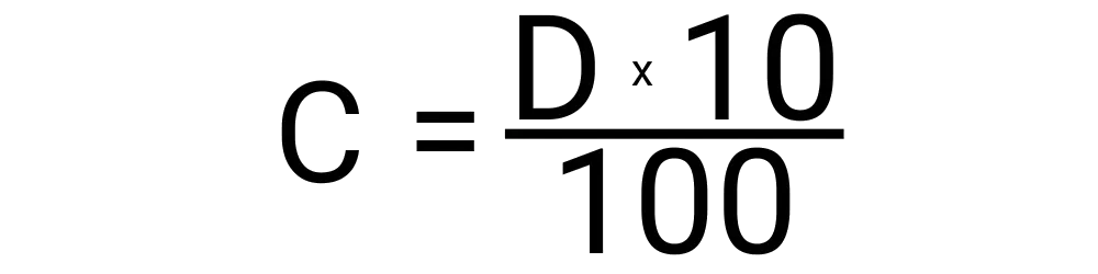 An image showing the formula for converting a number of decades to centuries.